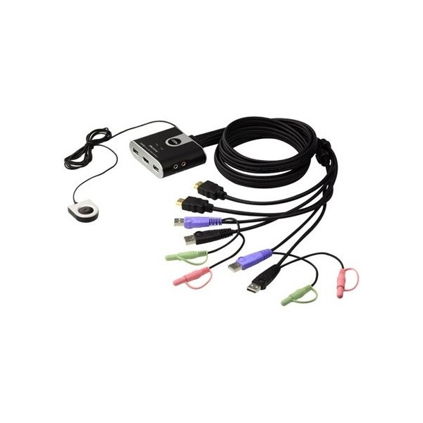 Comprar ATEN 975060 ATEN SWITCH KVM FORMATO CABLE HDMI/AUDIO USB DE 2 PUERTOS CON SELECTOR REMOTO DE PUERTO (CS692-AT) CS692-AT