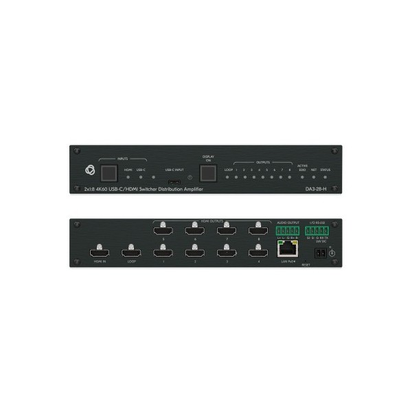 Comprar KRAMER 1402914 KRAMER AVSM 2X1:8 4K60 USB-C/HDMI SWITCHER DISTRIBUTION AMPLIFIER- DA3-28-H (10-00002890) 10-00002890