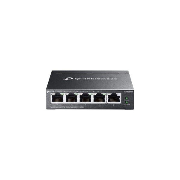 TP-link 1392990 ES205GP TP-Link ímpar 5-Port Gigabit Easy Managed Switch com 4 portas PoE + Porta: 4 × Gigabit PoE + Portas, 1 ×