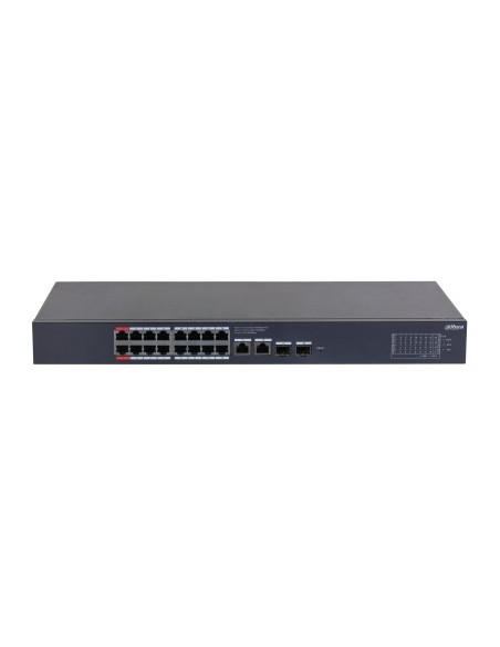 Dahua 1383958 1.0.01.20.11254-9004 (CS4220-16GT-240) Dahua switch Poe 16 portas Gigabit + 2 Uplink Gigabit RJ45 + 2SFP Gigabit 