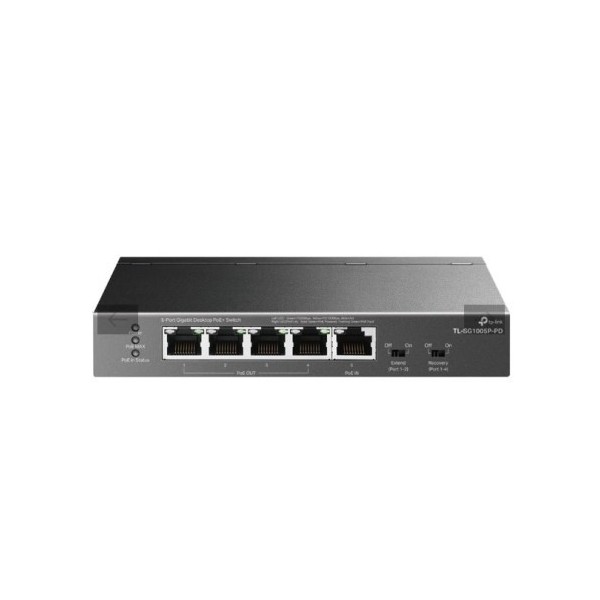 TP-Link 1378330 TL-SG1005P-PD TP-Link Switch de coleta de 5 portas com 1 porta de entrada PoE ++ e 4 portas PoE +
