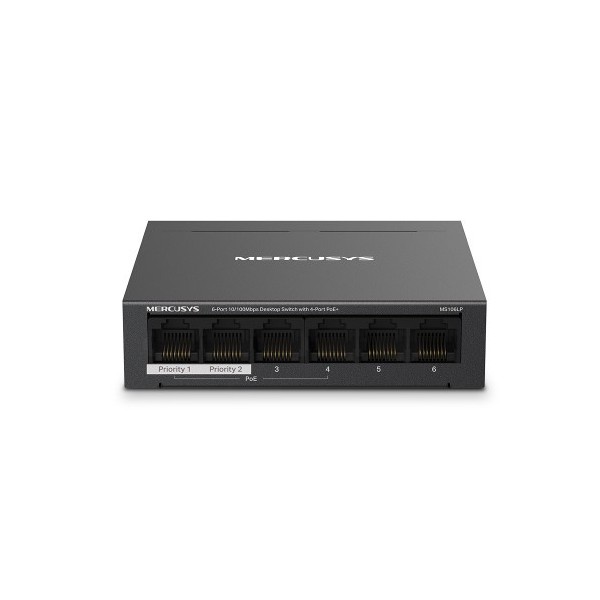 Comprar MERCUSYS 1367774 Mercusys MS106LP switch Gestionado Fast Ethernet (10/100) Energía sobre Ethernet (PoE) Negro MS106LP