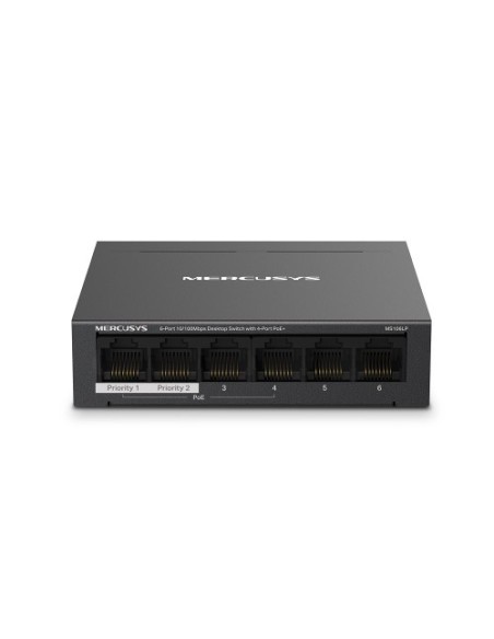 Comprar MERCUSYS 1367774 Mercusys MS106LP switch Gestionado Fast Ethernet (10/100) Energía sobre Ethernet (PoE) Negro MS106LP