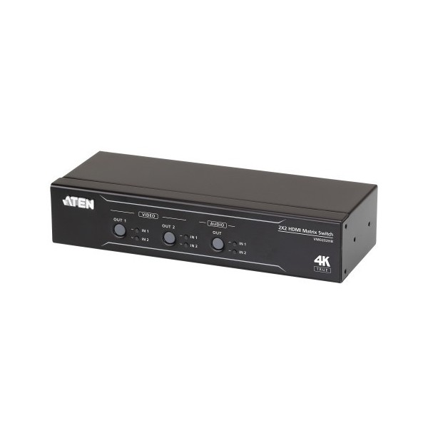 Aten 1344758 VM0202HB-ATEN Aten Switch de matriz HDMI 4K Real 2 x 2 com designer de áudio (VM0202HB-AT-G) (CP5)