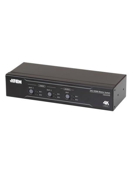 Aten 1344758 VM0202HB-ATEN Aten Switch de matriz HDMI 4K Real 2 x 2 com designer de áudio (VM0202HB-AT-G) (CP5)