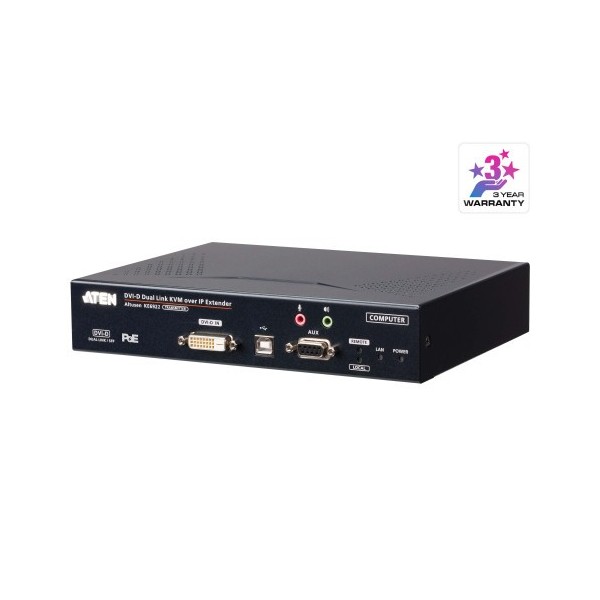 Aten 1338276 KE6922T-AXT AXTEN Transmissor KVM por IP DVI-D Link Dual 2K com Dual SFP e PoE