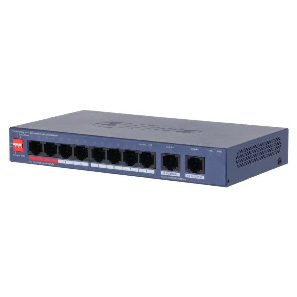 Comprar DAHUA CS4010-8GT-110-V2 Switch PoE 8 puertos Gigabit + 2RJ45 Uplink Gigabit 110W Gestionable en Cloud Layer2 CS4010-8GT-