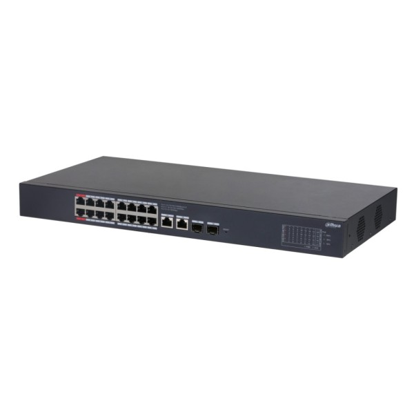 Dahua CS4220-16GT-240 Switch Poe 16 Portas Gigabit + 2 Uplink Gigabit RJ45 + 2SFP Gigabit 240W Gerente em Nuvem Layer2