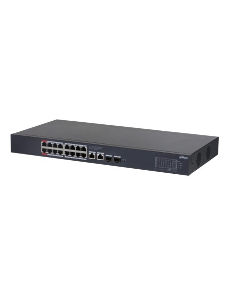 Dahua CS4220-16GT-240 Switch Poe 16 Portas Gigabit + 2 Uplink Gigabit RJ45 + 2SFP Gigabit 240W Gerente em Nuvem Layer2