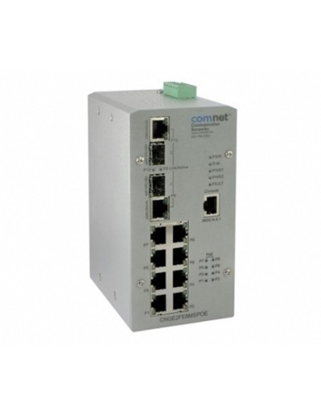Acheter COMNET CNGE2FE8MSPOE+ COMNET. Switch industriel gérable à 8 ports PoE+ 10/100 + 2 ports combo SFP Gigabit. Sans 