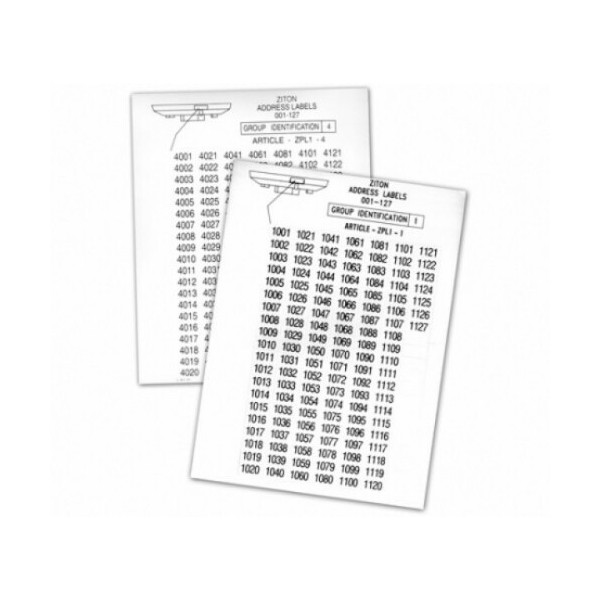 ZITON ZPL 4 ZITON. Etiquetas de identificação para ziton - Loze 4 dispositivos analógicos.