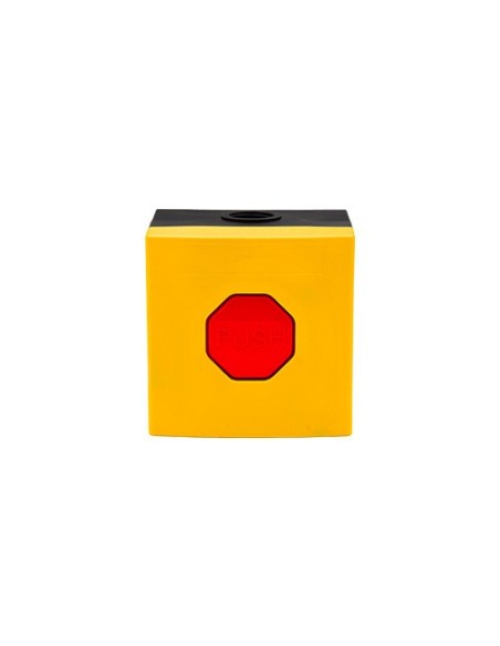 STI SS3 5R04 Sti. Pushbutton SS3. Botão vermelho da caixa amarela. Enclavable.