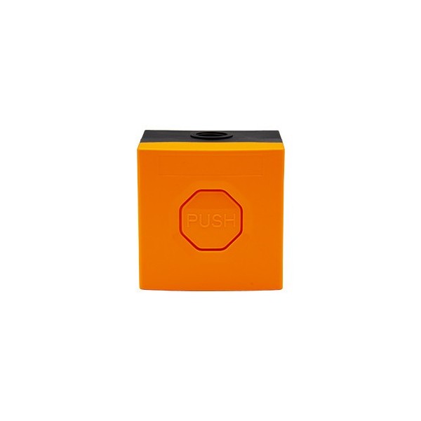 Kaufen STI SS3 EE04 STI. Drucktaster SS3. Orangefarbenes Gehäuse, orangefarbener Knopf. Rastend.