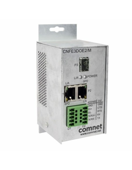 Acheter COMNET CNFE3DOE2/M COMNET. Tx/Rx de 2 canaux de données RS232/RS422/RS485 sur Ethernet. 2 RJ45 + 1 SFP 100 Mbps. Aliment
