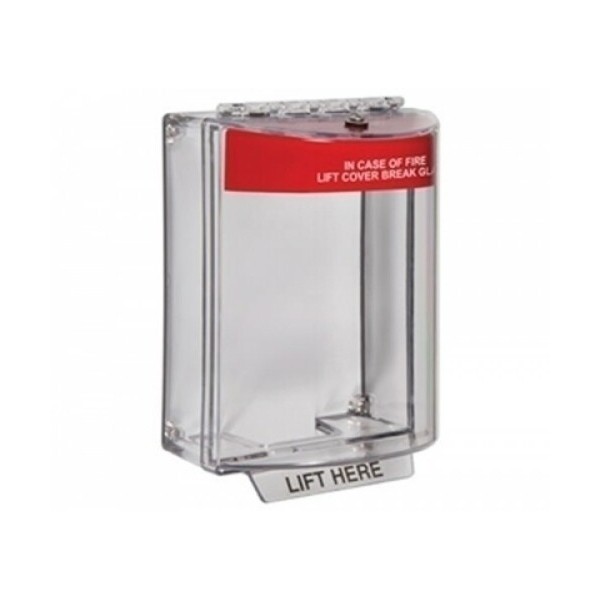 STI STI 13120FR / PT Sti. Tampa protetora IP54 com sirene para botão de superfície. Texto em português.