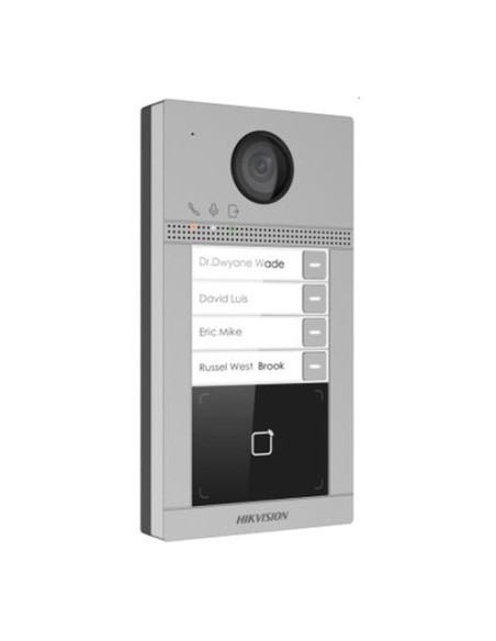 Hikvision Basic DS-KV8413-Wme1 / Flush Hikbasic. Entrada de vídeo IP ao ar livre com 4 botões de chamadas para montagem embutida