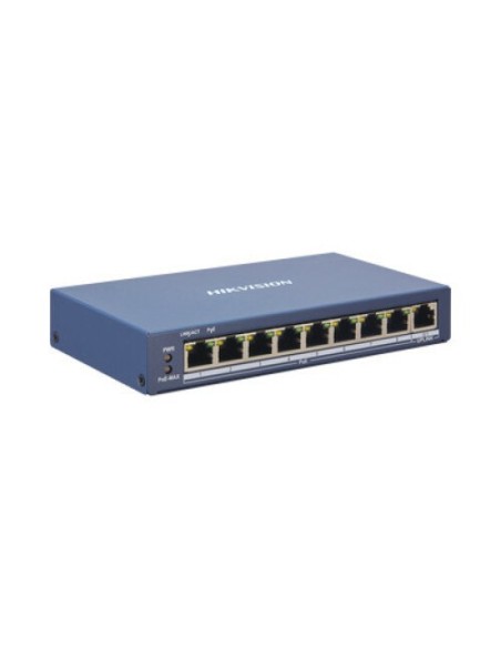 Hikvision Basic DS-3E1309P-EI Hikbasic. Switch Poe de 8 portas de cobre 100 (8 portas PoE + estendido 300m) + 1 UPLINE 1000. PO