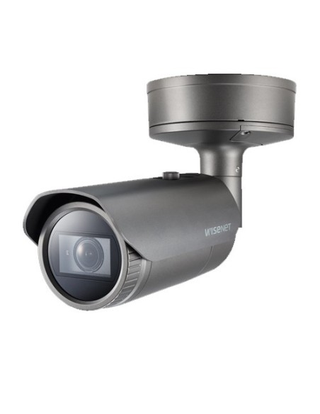 Visão Hanwha XNO-8080R HANWHA VISÃO. Câmera óptica motorizada IP 5MPx da bala 3.7-9.4mm Vá 50m com ICR H.265 WDR 2 Slots SDS