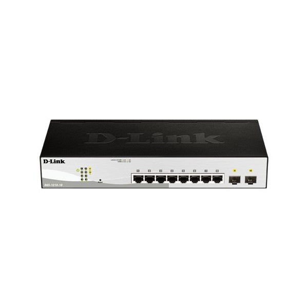 D-Link DGS-1210-10P D-link. Switch PoE + 8 portas de cobre 10/100/1000 + 2 SFP 1000. POE 65W max. (Veja a tabela). Camada 2 g