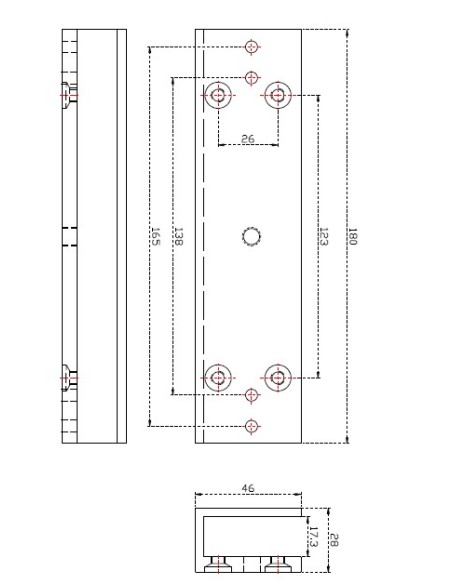 Dorcas U600 Kit Dorcas. Suporte para portas de vidro compatíveis com M600T