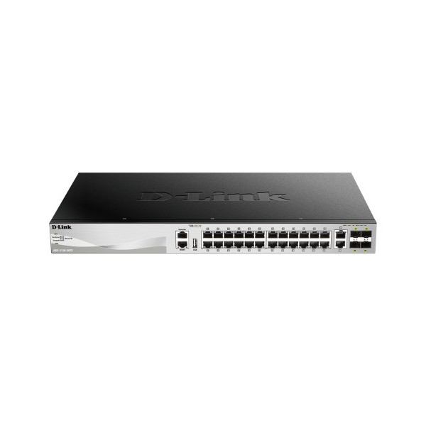 D-LINK DGS-3130-30PS-E D-LINK kaufen. Switch PoE+ mit 24 10/100/1000-Kupferports + 2 10G-Kupferports + 4 SFP+-Ports 1