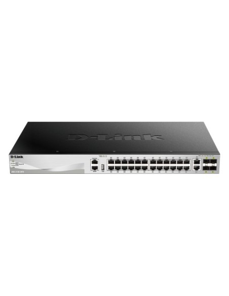 D-Link DGS-3130-30PS-E D-link. Switch PoE + 24 portas de cobre 10/100/1000 + 2 portas de Copper10G + 4 portas SFP + 10G. Poe 