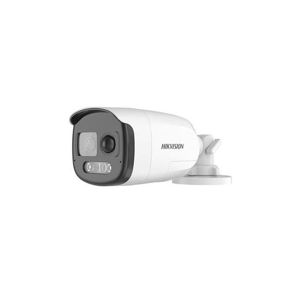 Hikvision Pro DS-2CE12DF3T-Pirxos2 Hikpro. Bullet de câmera HD-TVI 2MPX Ótica fixa 2.8mm Branco Luz 40m PIR 11M Colorvu WDR 130d