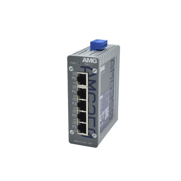 Acheter AMG AMG350-5G AMG. Switch industriel non géré 5x Giga RJ45 rail DIN/mural 12-56 Vcc. F.A. non incluse.