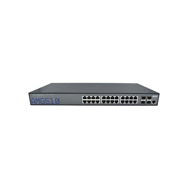 Acheter AMG AMG510-24G-4XS AMG. Commutateur commercial L2+ gérable 24x Giga RJ45 4x 1/10Giga SFP/SFP+ rack 1U 230Vac.