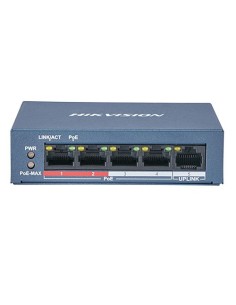 Acheter HIKVISION BASIC DS-3E0105P-E/M HIKBASIC. Switch PoE+ à 4 ports 100 Mbps (4 ports PoE+ étendus jusqu’à 250 m) + 1 uplink 