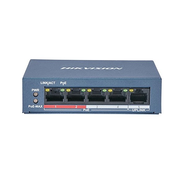 Kaufen HIKVISION BASIC DS-3E0105P-E/M HIKBASIC. PoE+-Switch mit 4 Ports 100 Mbit/s (4 erweiterte PoE+-Ports bis 250 m) + 1 Uplin