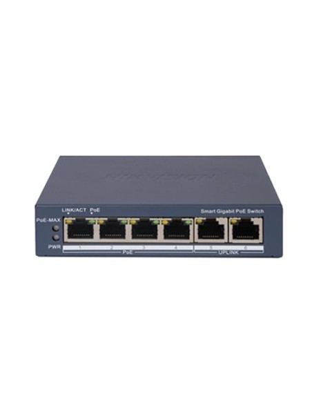 Acheter HIKVISION BASIC DS-3E1506P-EI HIKBASIC. Switch PoE à 4 ports cuivre 10/100/1000 + 2 RJ45 Gigabit. PoE 60 W max (30 W)