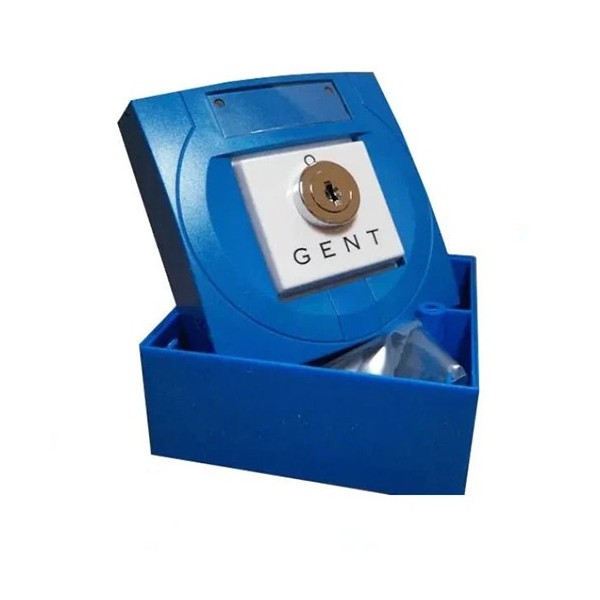 GENT S4-34418 GENT. Botão manual com chave para sistemas analógicos de vigilon. Azul