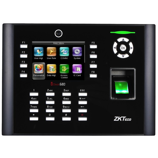 Zkteco Zk-ta-Iclock-680zmm-12-W Controle de presença de câmera - Pegada, cartões EM / MF e PIN - 8.000 traços | 200,000