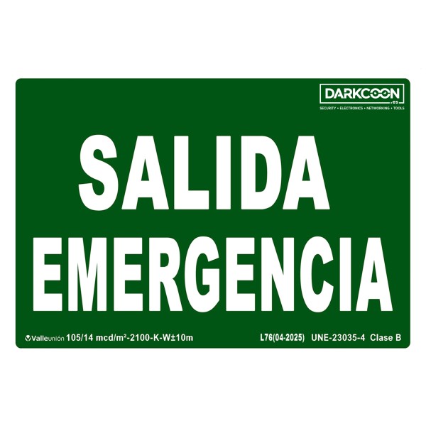 Comprar VALLEUNION E-316 Señal Salida Emergencia fotoluminiscente, homologada Clase B.