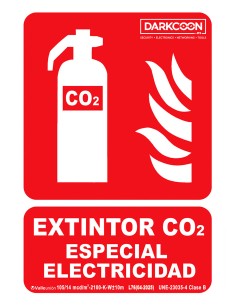 VALLEUNION P-148 Feuerlöscher-Schild CO2 gegen Brände, photolumineszent, speziell für elektrische Anlagen, zugelassen Klasse B, 