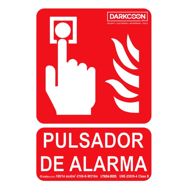 Comprar VALLEUNION P-161 Señal Pulsador de Alarma fotoluminiscente, homologada Clase B.