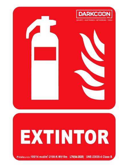 Comprar VALLEUNION P-212 Sinal de extintor contra incêndios fotoluminescente, homologado Classe B.
