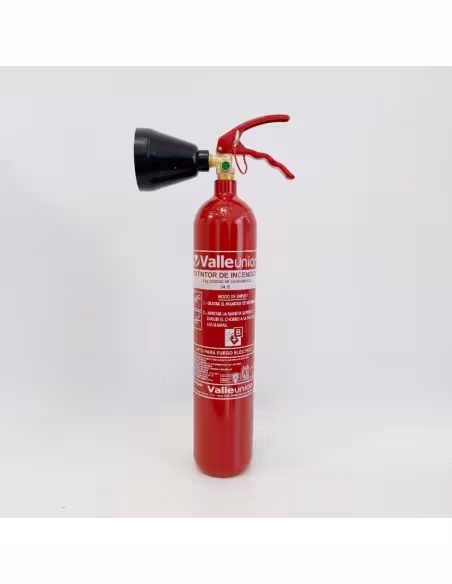 Comprar extintor de CO2 VALLEUNION VU-2-CO2 2 kg de dióxido de carbono, eficácia 334B com suporte de parede. Certificado, homolo