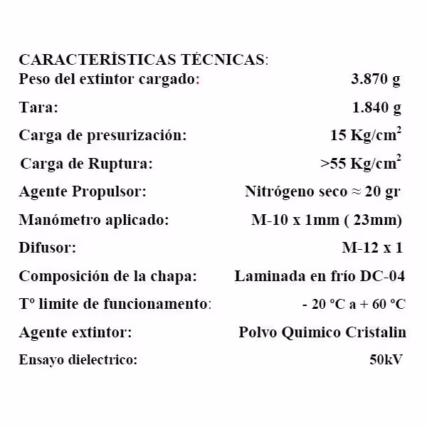 Comprar extintor de pó ABC VALLEUNION VU-2-PP 2 kg, eficácia 8A34BC, com suporte de plástico. Certificado, homologado e com marc