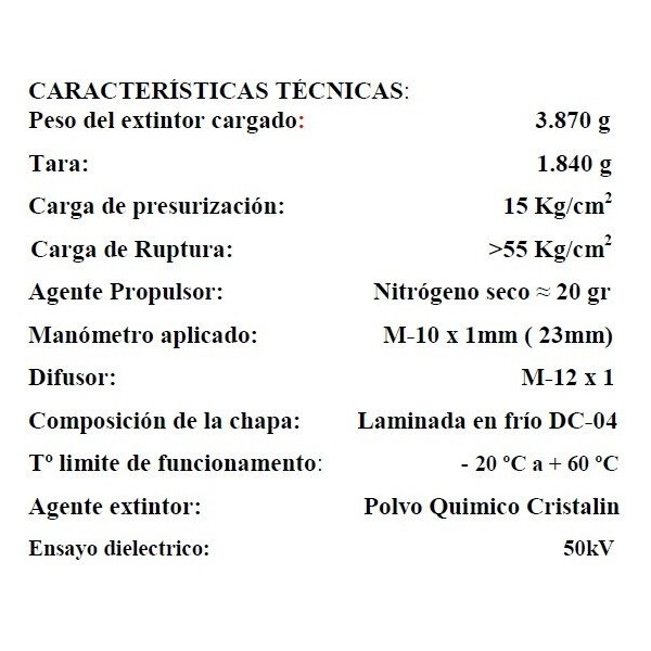 VALLEUNIÓN VU-2-PP Extintor de Polvo Químico ABC 2Kg con soporte de plástico