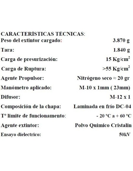 VALLEUNIÓN VU-2-PP Extintor de Polvo Químico ABC 2Kg con soporte de plástico