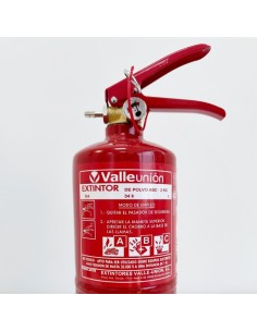 Comprar VALLEUNION VU-2-PP Extintor polvo ABC 2Kg eficacia 8A34BC con soporte de plástico. Certificado, homologado y marcado CE. 2