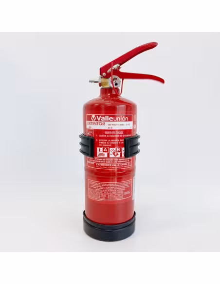 Comprar extintor de pó ABC VALLEUNION VU-2-PP 2 kg, eficácia 8A34BC, com suporte de plástico. Certificado, homologado e com marc