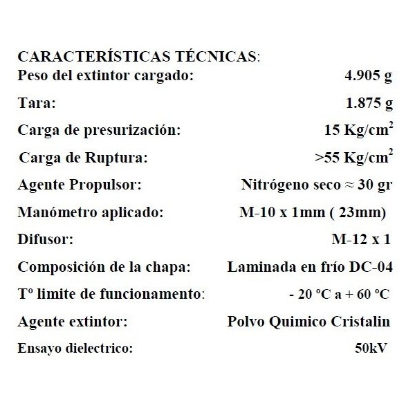 Comprar VALLEUNION VU-3-PP Extintor polvo ABC 3Kg eficacia 13A55BC sin soporte. Certificado, homologado y marcado CE.