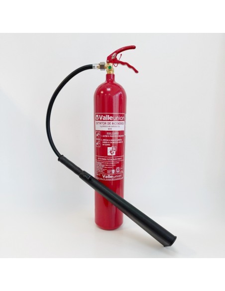 Comprar VALLEUNION VU-5-CO2 Extintor CO2 5Kg Dióxido Carbono, eficacia 89B con soporte pared. Certificado, homologado y marcado