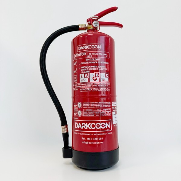 VALLEUNION VU-6-PP Extintor polvo ABC 6Kg eficacia 27A183BC con soporte y base plástico. Certificado, homologado y marcado CE.
