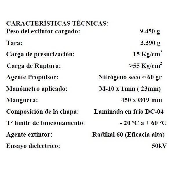 Comprar VALLEUNION VU-6-PP-AF Extintor polvo ABC 6Kg Alta Eficacia 34A233BC con soporte y base plástico. Certificado, homologado