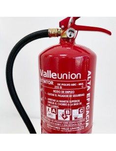 Comprar VALLEUNION VU-6-PP-AF Extintor polvo ABC 6Kg Alta Eficacia 34A233BC con soporte y base plástico. Certificado, homologado 2
