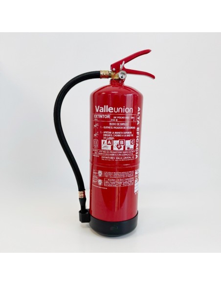 Comprar VALLEUNION VU-6-PP-AF Extintor polvo ABC 6Kg Alta Eficacia 34A233BC con soporte y base plástico. Certificado, homologado